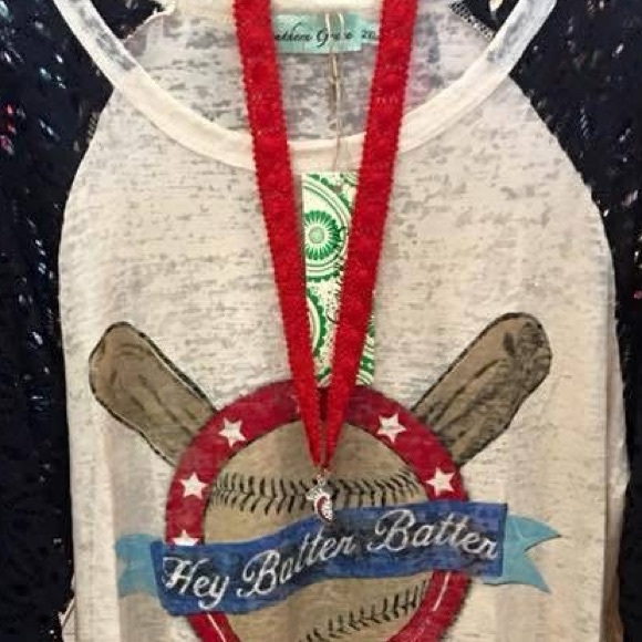 Baseball Mom Necklace Red Lace Pullover Crystal Fashion Sports Jewelry - Picture 2 of 6